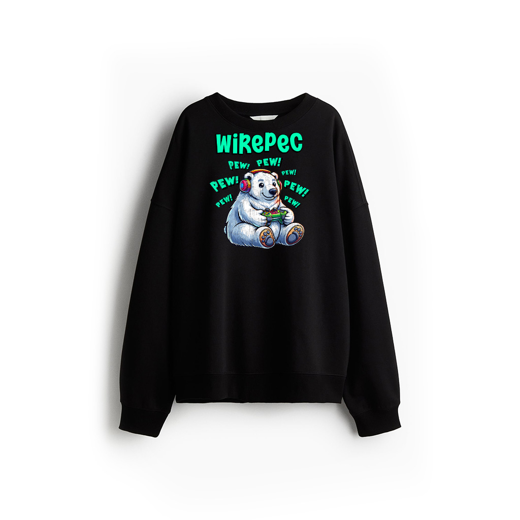 Polar Bear Gamer Pew Funny Video Games Vintage Sweatshirt