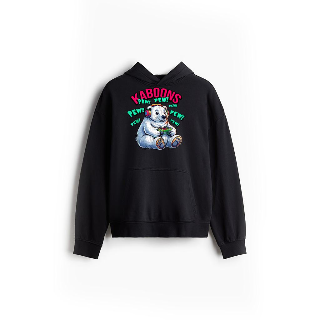 Polar Bear Gamer Pew Funny Video Games Vintage Hoodie