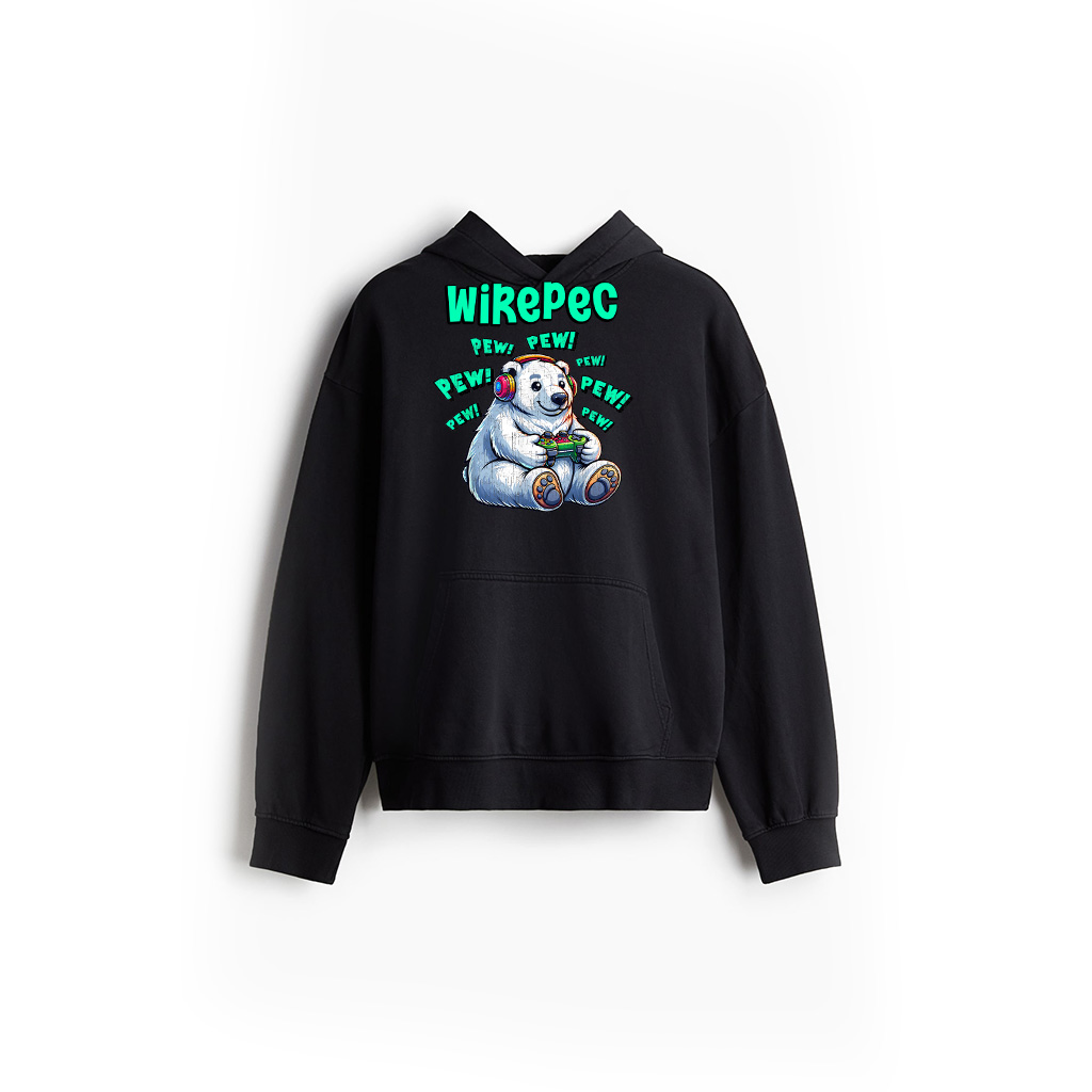 Polar Bear Gamer Pew Funny Video Games Vintage Hoodie