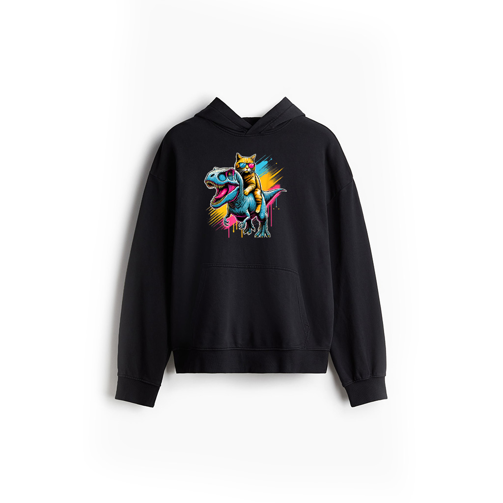 Pop Art Dinosaur T Rex Cat Tyrannosaurus Rex Cats Men Women Kids Hoodie