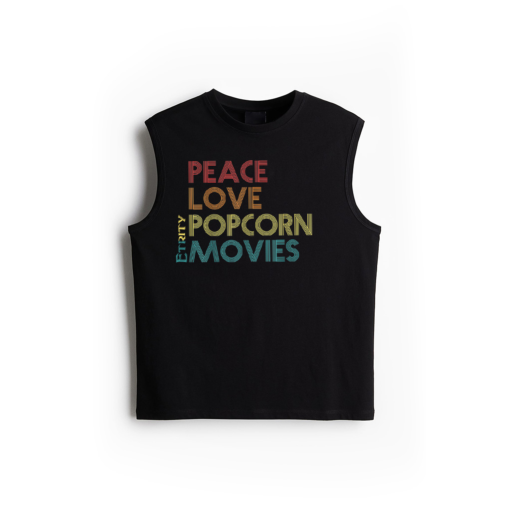 Popcorn Lovers Movie Fan Funny Vintage Retro Peace Love Tank Top