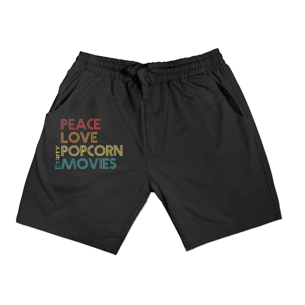 Popcorn Lovers Movie Fan Funny Vintage Retro Peace Love Shorts