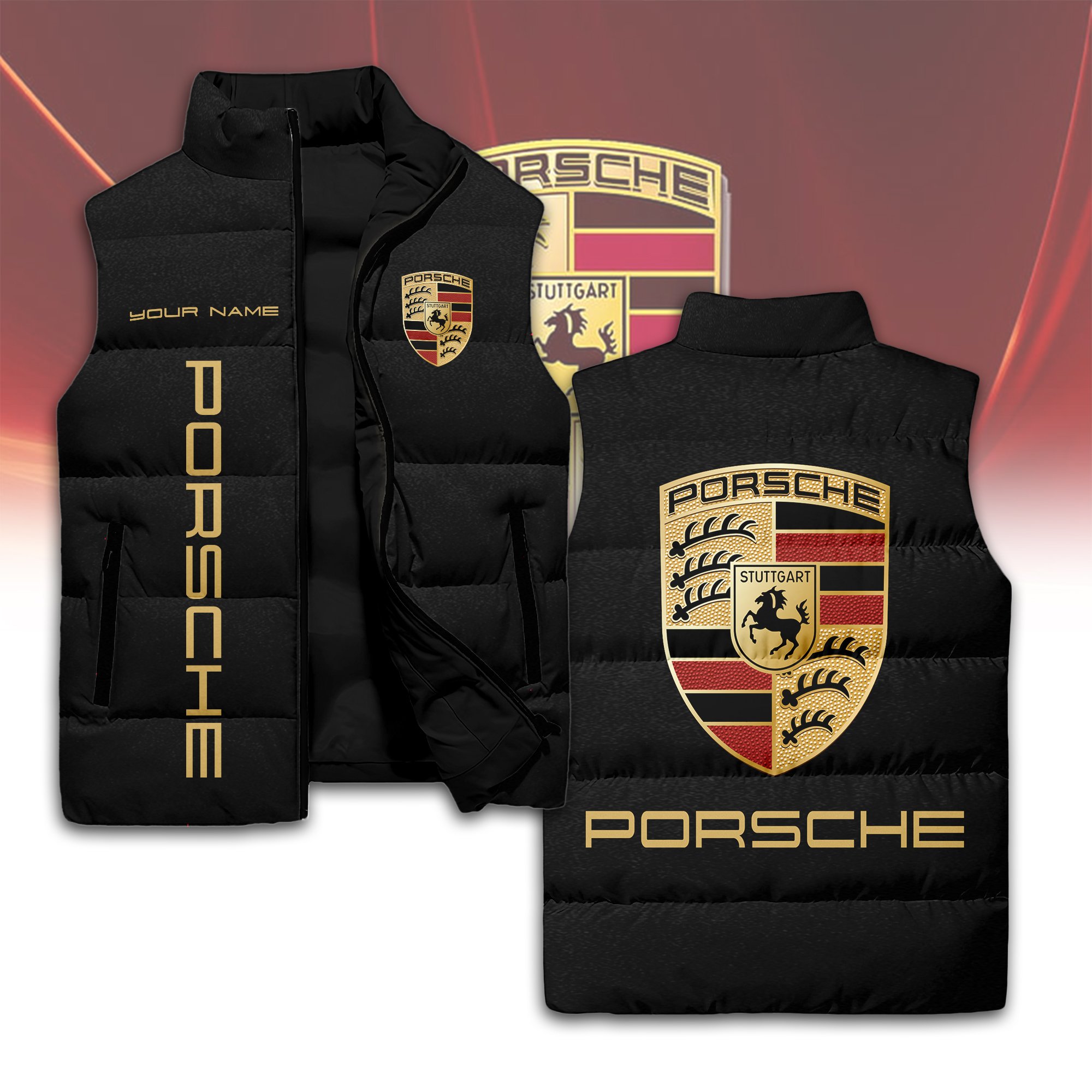 Porsche Style Sleeveless Puffer Jacket