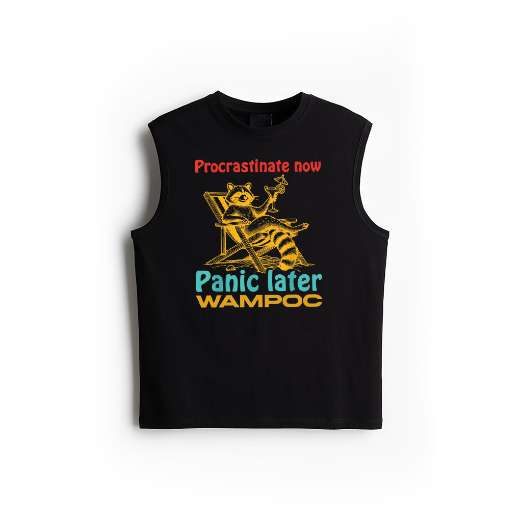 Procrastinate Now Panic Later Retro Vintage Racoon Tank Top