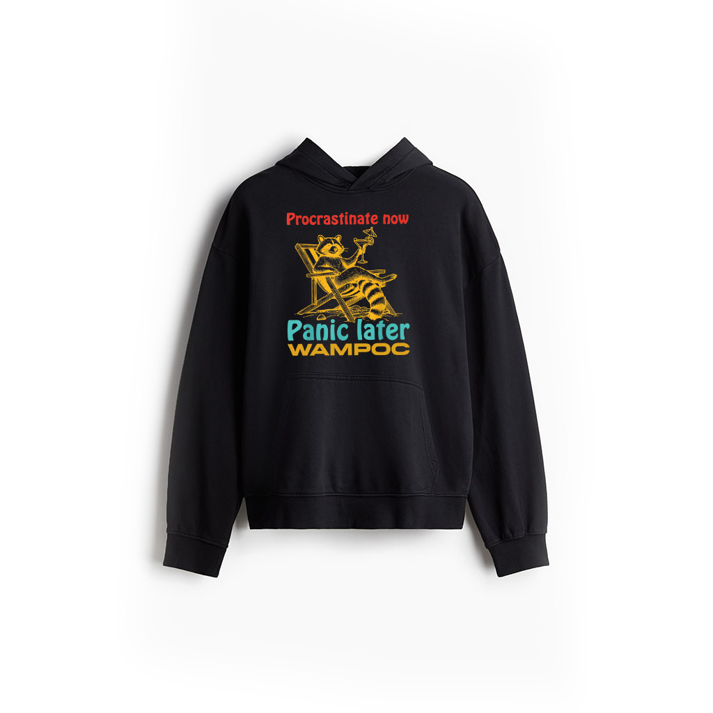 Procrastinate Now Panic Later Retro Vintage Racoon Hoodie