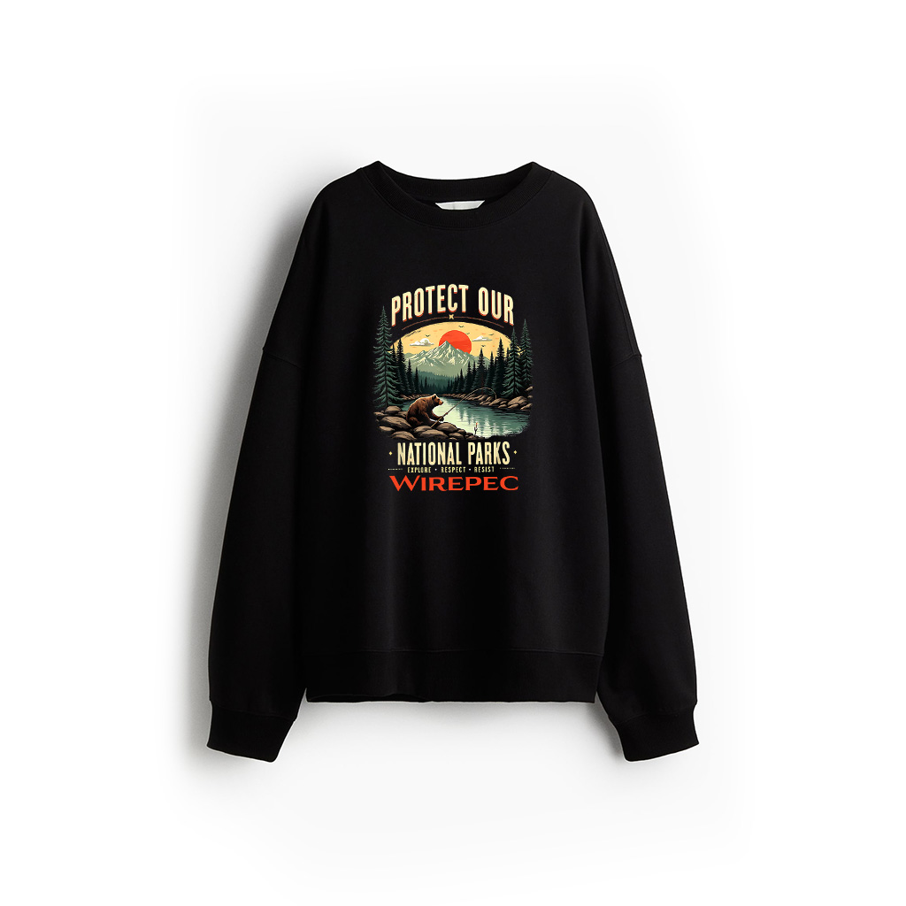 Protect National Parks Vintage Bear Wilderness Art Design Sweatshirt