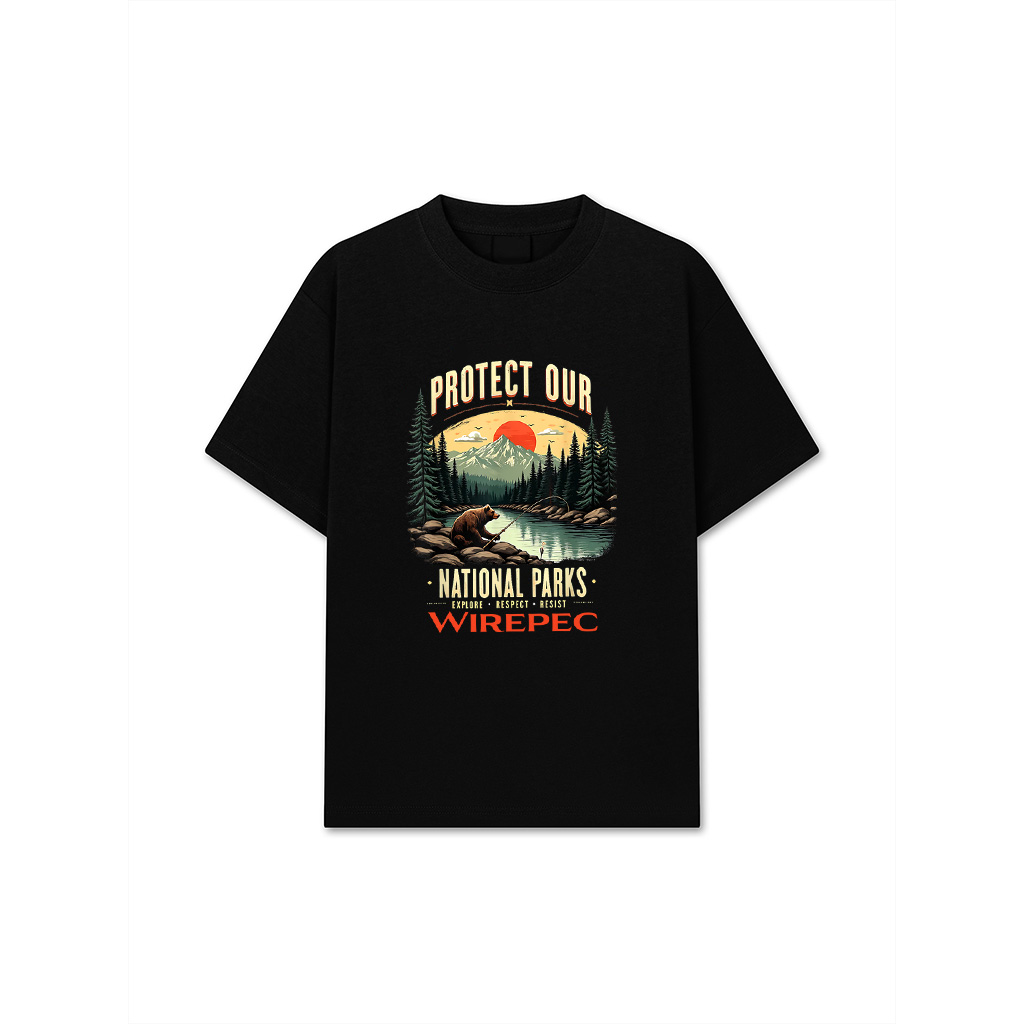 Protect National Parks Vintage Bear Wilderness Art Design T-Shirt