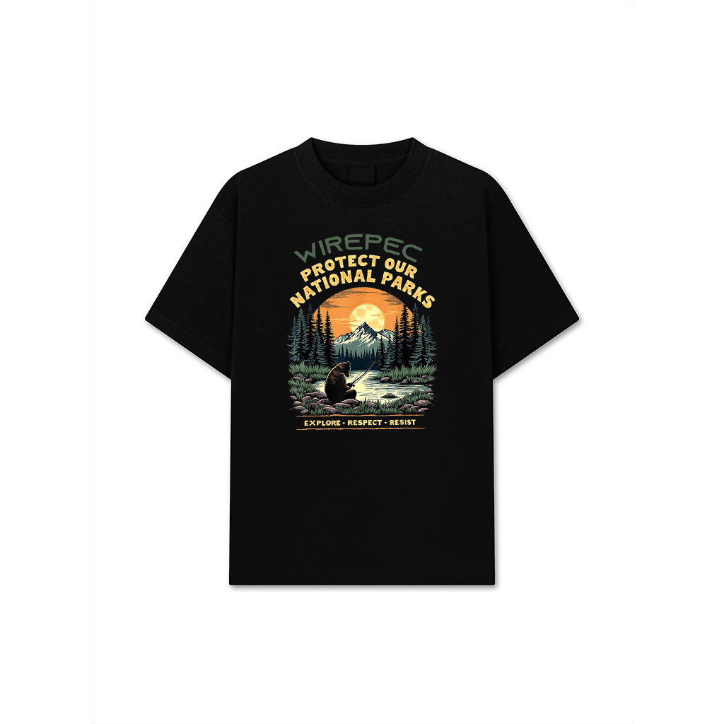Protect National Parks Vintage Bear Wilderness Art Graphic T-Shirt