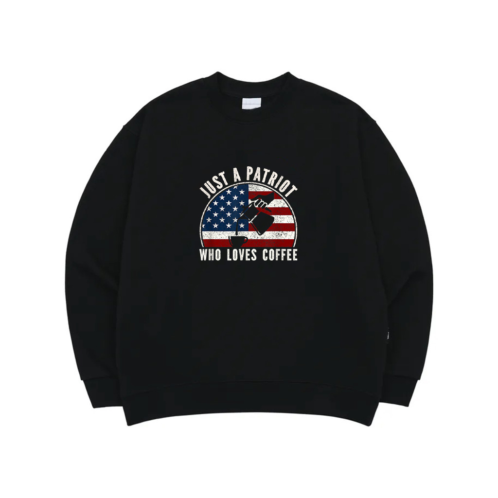 Proud USA Coffee Drinker American Flag Coffee Lover Sweatshirt