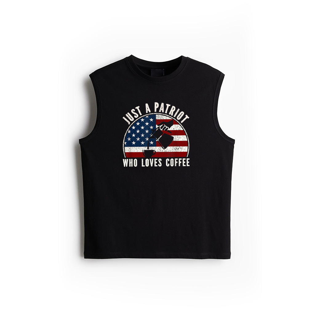 Proud USA Coffee Drinker American Flag Coffee Lover Tank Top