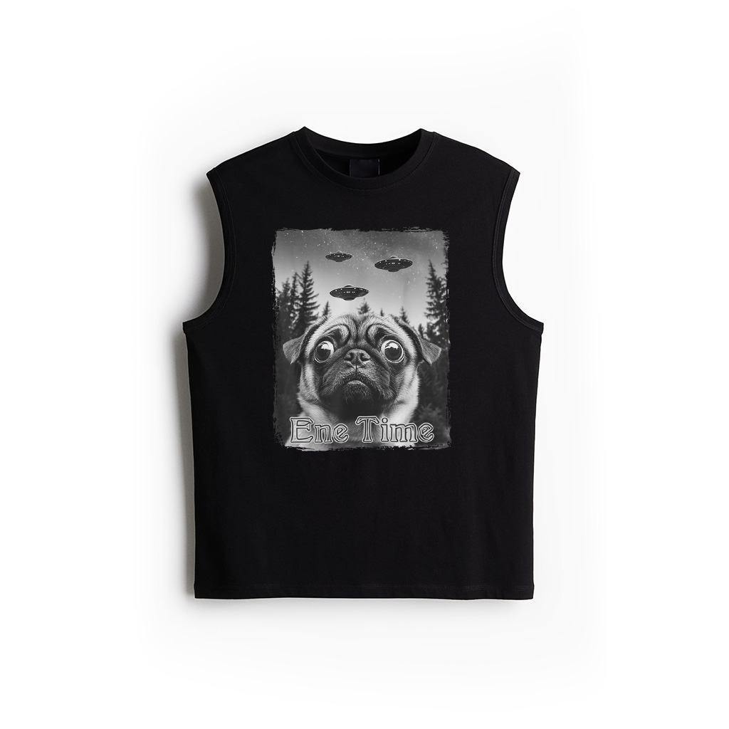 Pug UFO Selfie Funny Pug Tank Top