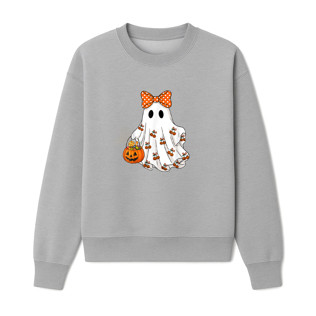 Pumpkin Ghost Coquette Bow Vintage Halloween Spooky Season Sweatshirts 06-10-2025