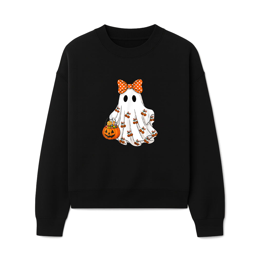 Pumpkin Ghost Coquette Bow Vintage Halloween Spooky Season Sweatshirts 06-10-2025