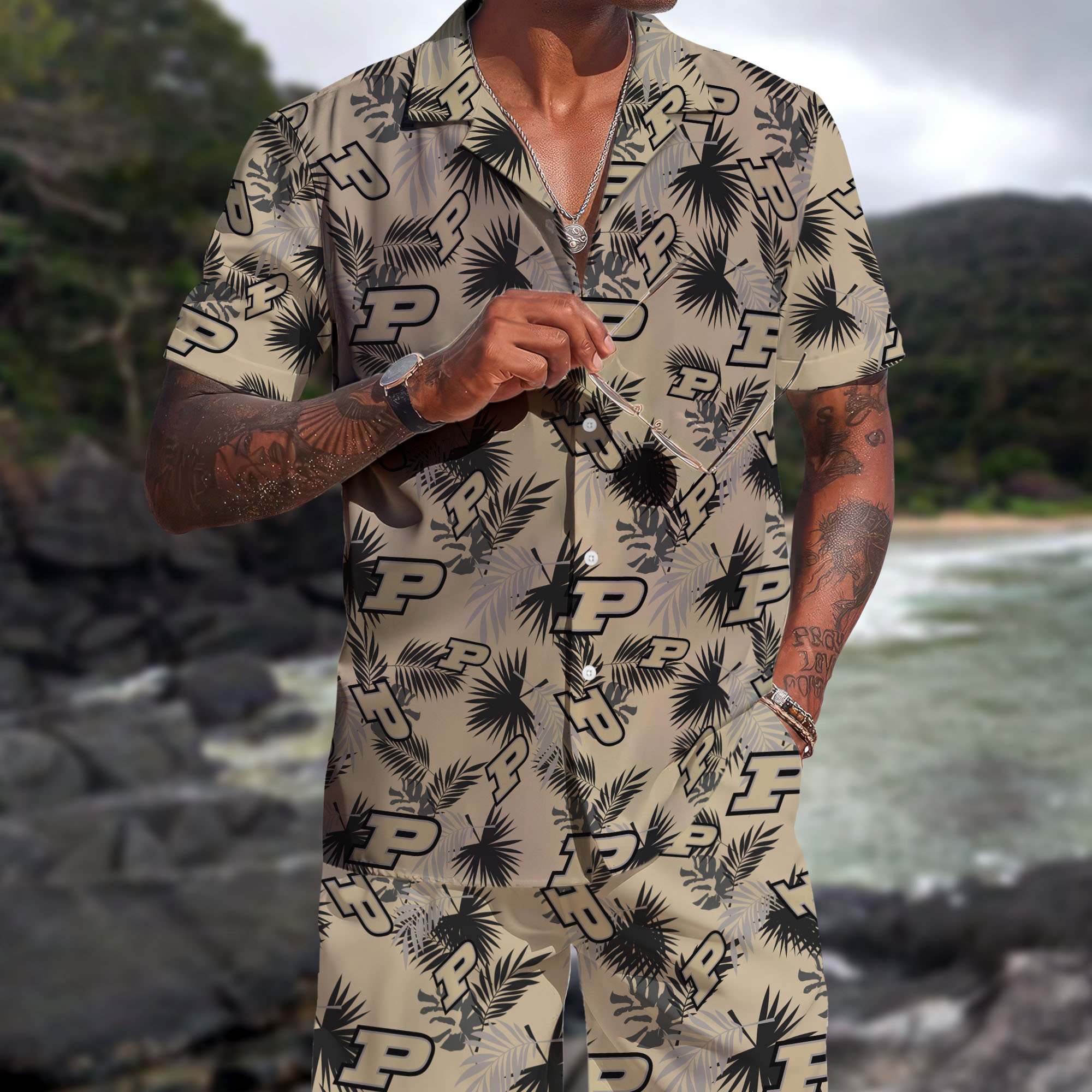 Purdue Boilermakers Hawaiian Shorts Set 2025 Version, Hawaiian Shirts, Sports Shorts, Gifts For Fan