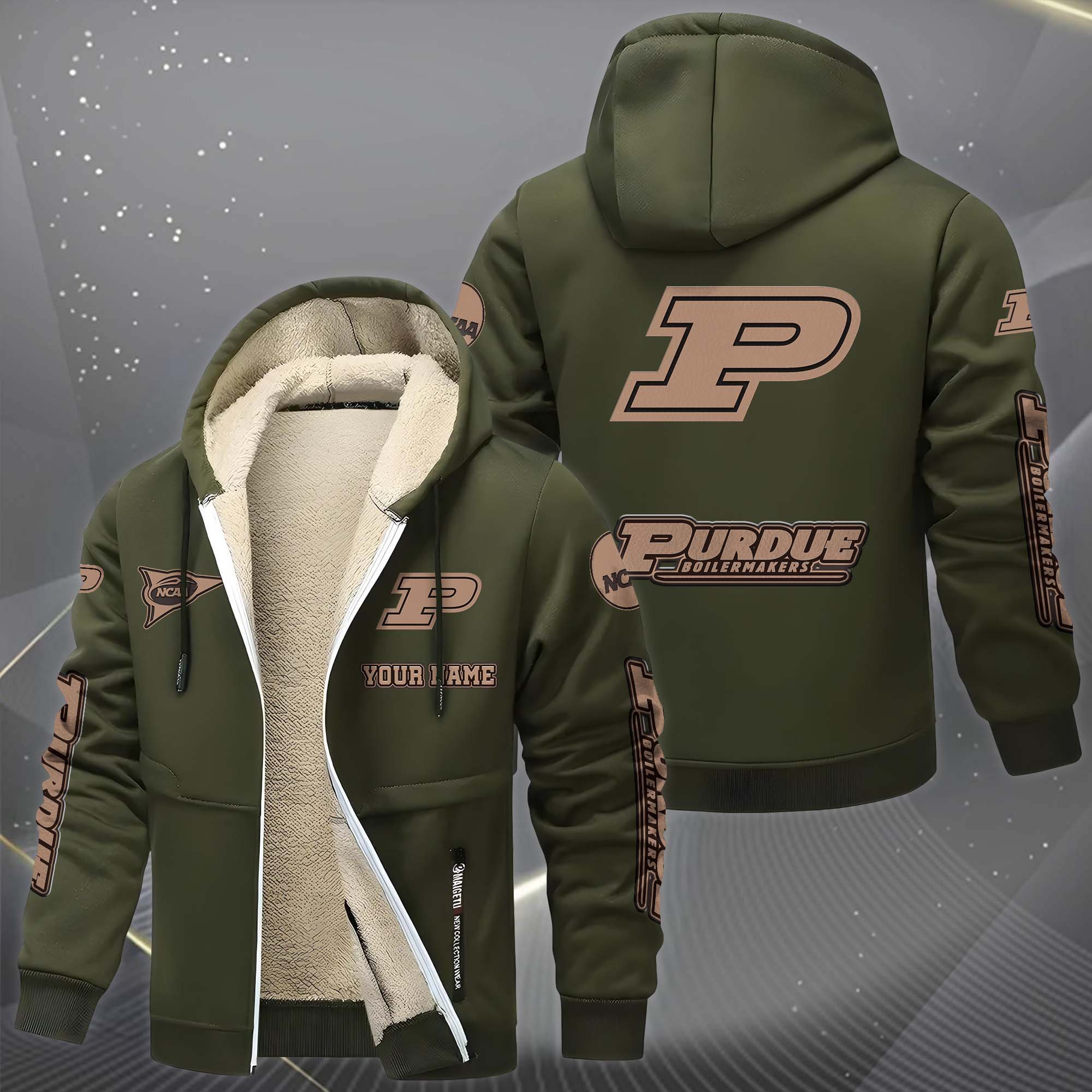 Purdue Boilermakers Hoodie Zip Velvet Coat Custom Your Name, Sport Jacket, Gifts For Fan