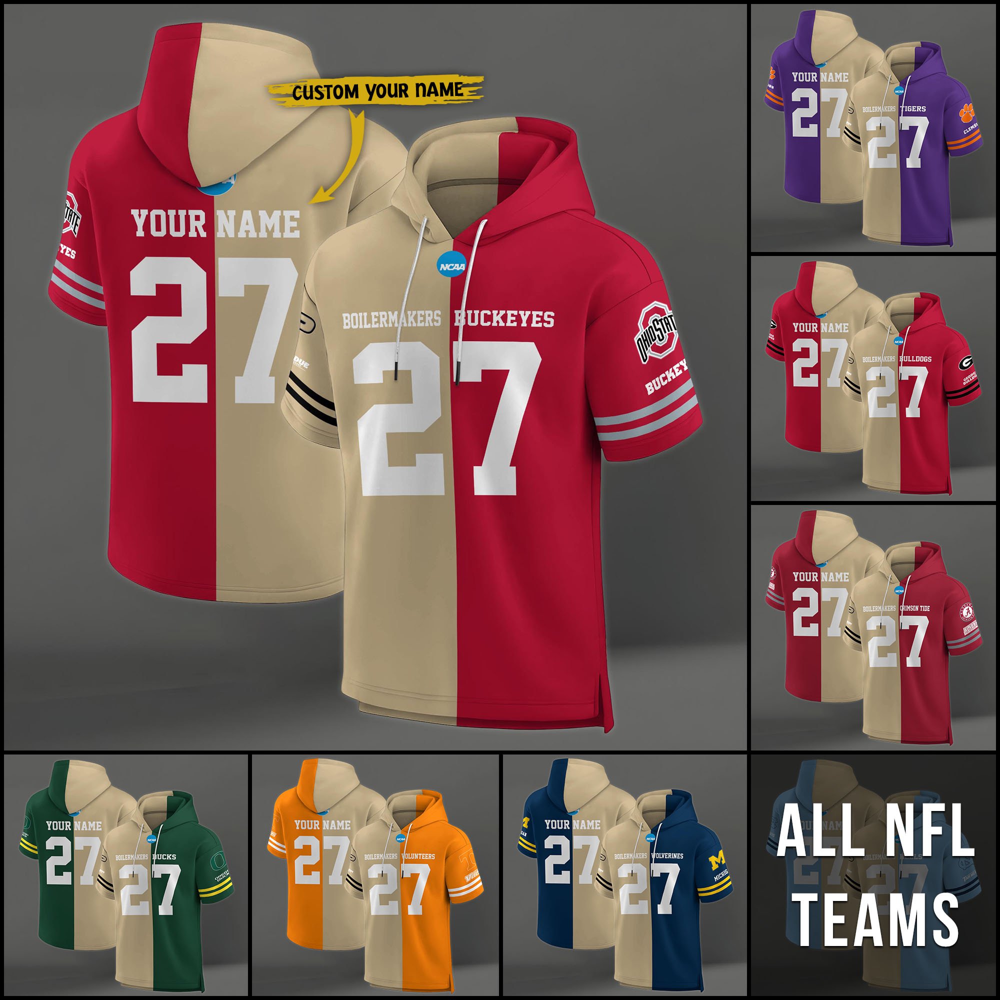 Purdue Boilermakers House Divided Hoodie Custom Name, Number And Team, Hoodie For Football Fans