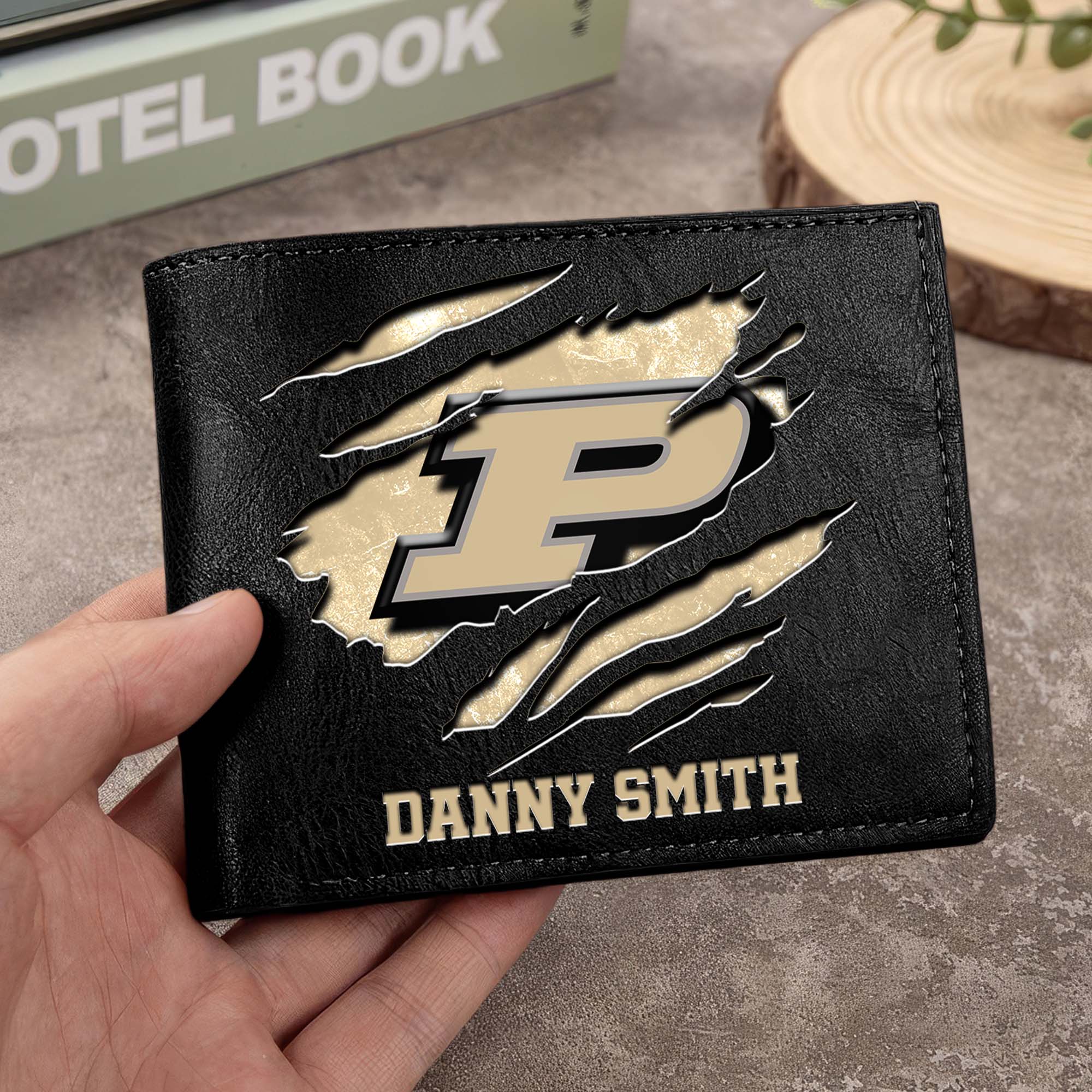 Purdue Boilermakers Men Wallet Custom Your Name, Football Team Men Wallet For Fans, Gifts For Football Lovers