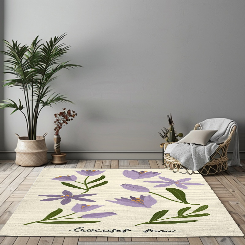 Purple Flower On A Creamy Background Rug