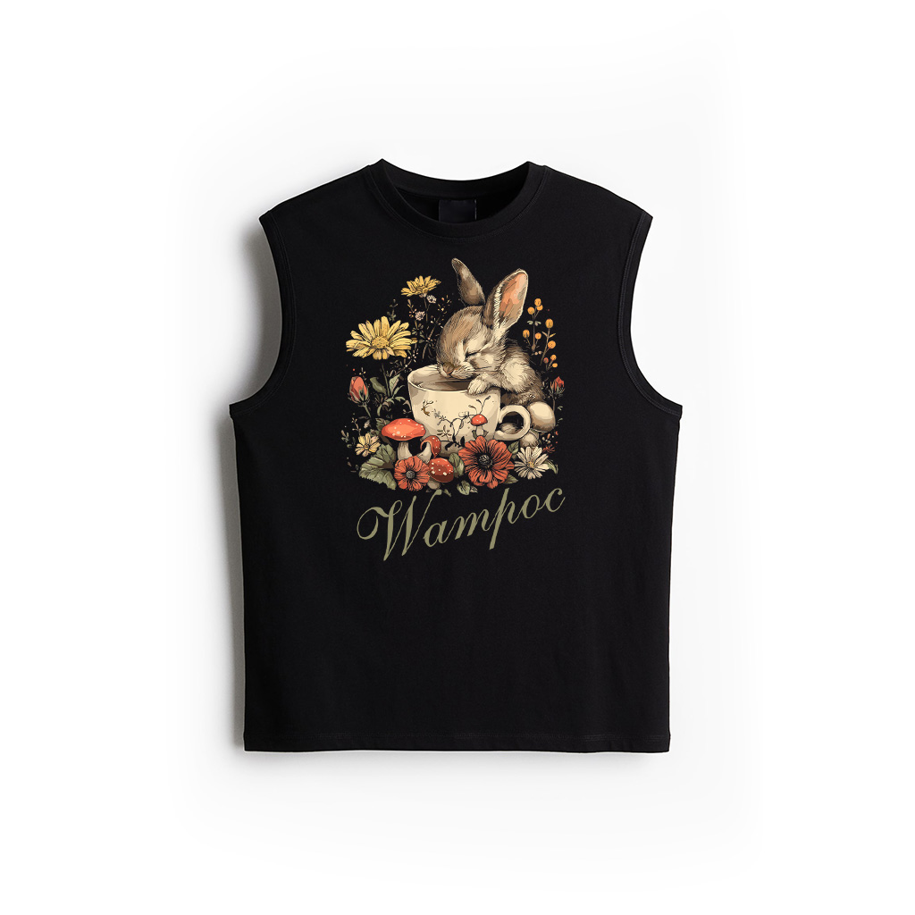 Rabbit Floral Bunny Cottagecore Aesthetic Tea Cup Tank Top