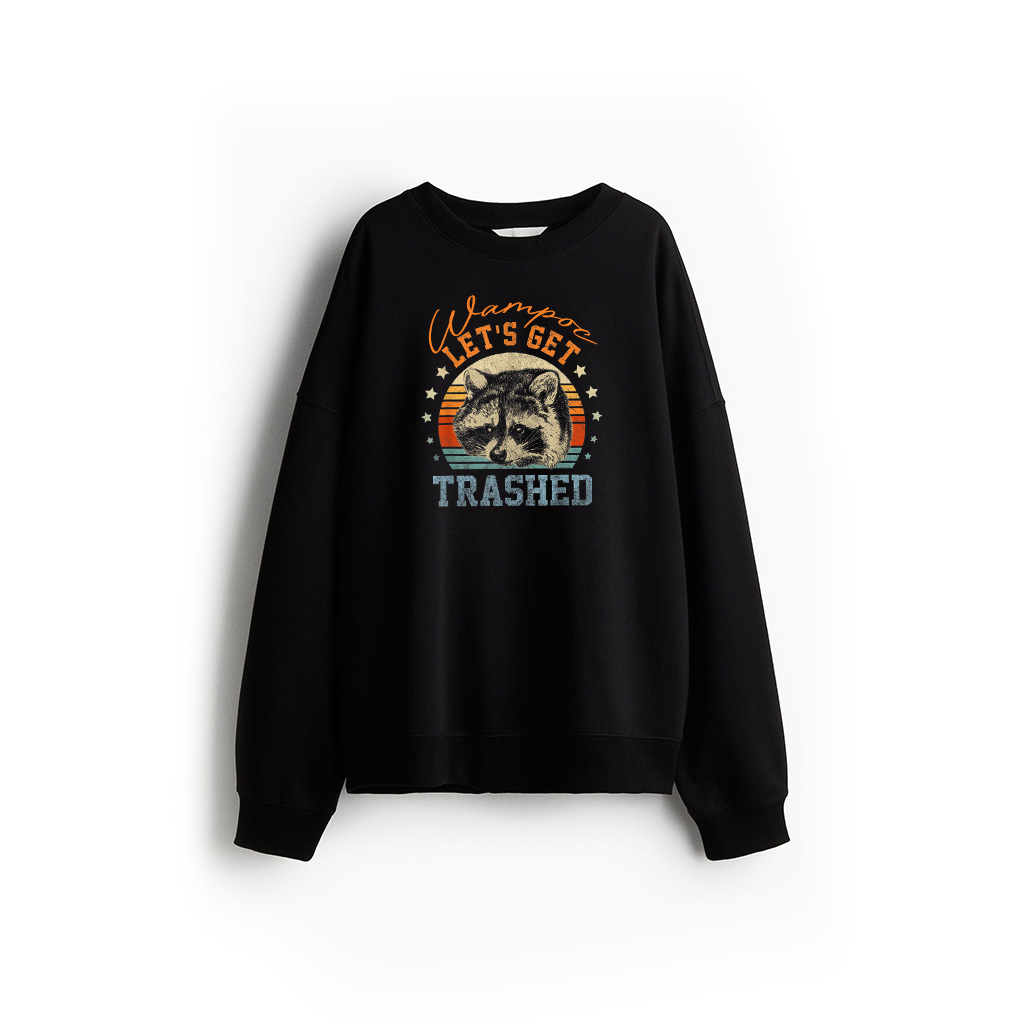Raccoon Let's Get Trashed Vintage Retro Racoon Animal Lover Sweatshirt