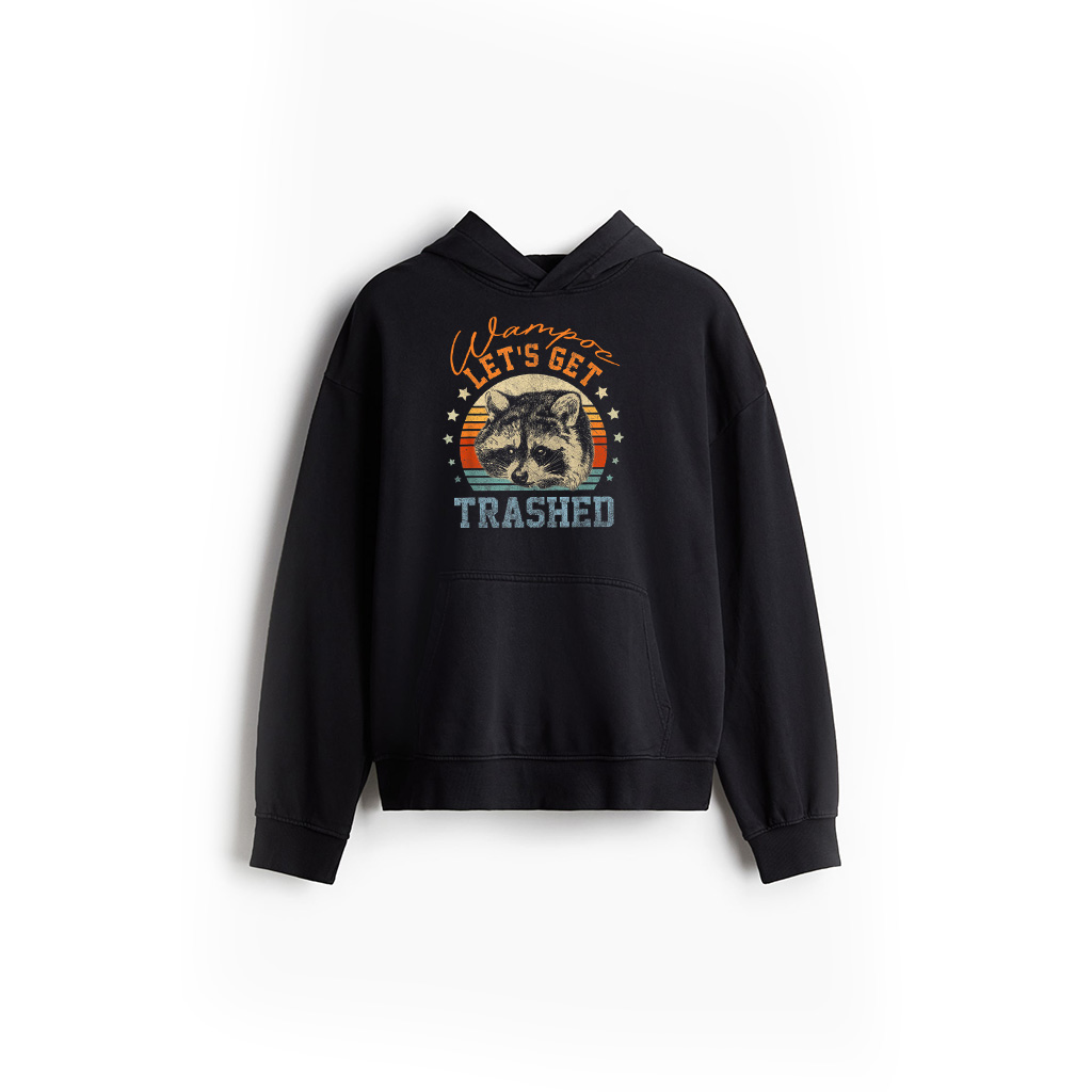 Raccoon Let's Get Trashed Vintage Retro Racoon Animal Lover Hoodie
