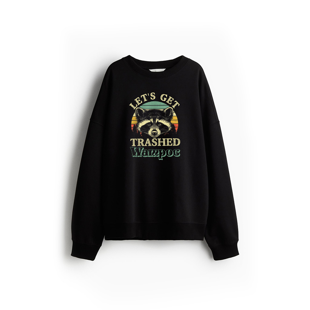 Raccoon Let's Get Trashed Vintage Retro Racoon Funny Sweatshirt