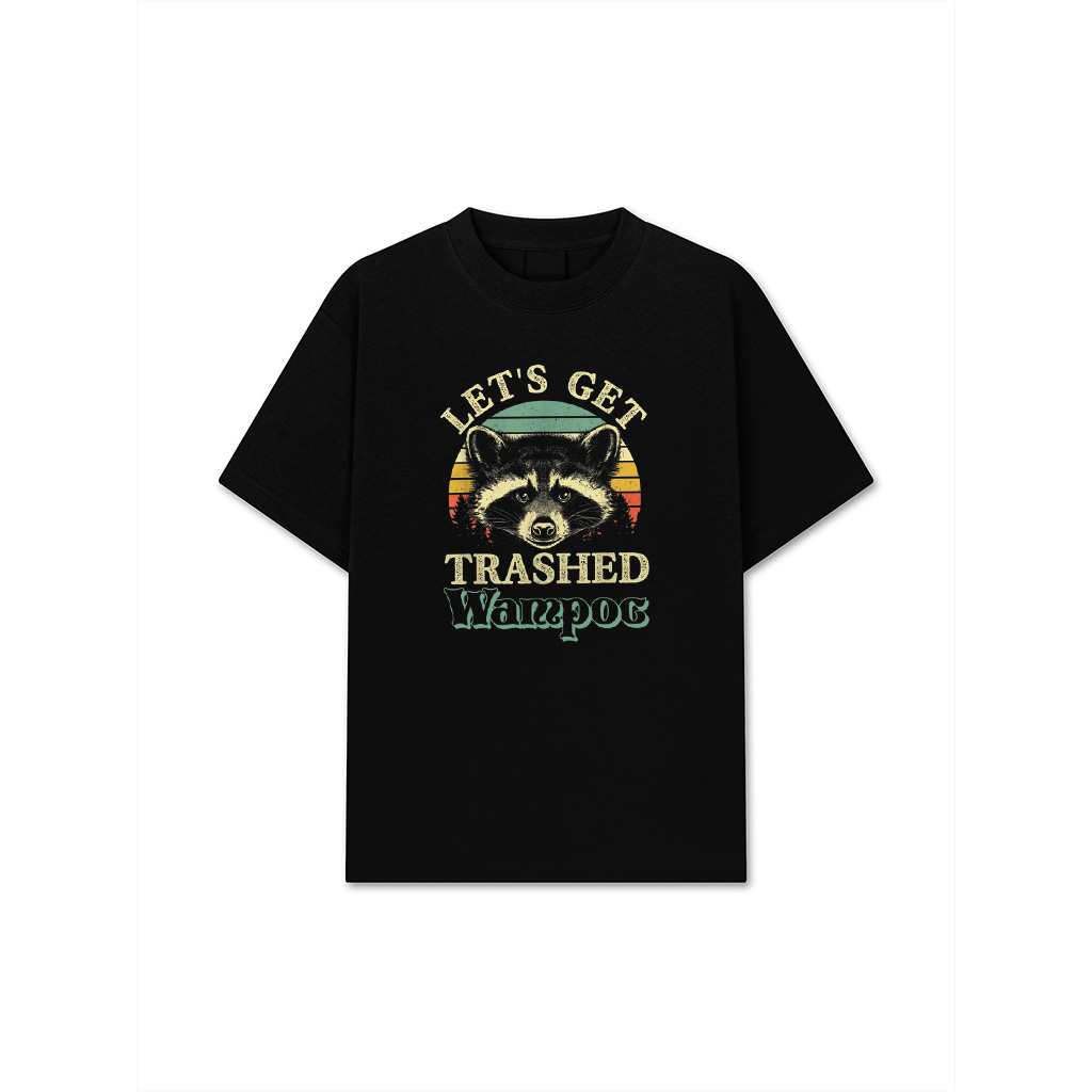 Raccoon Let's Get Trashed Vintage Retro Racoon Funny T-Shirt