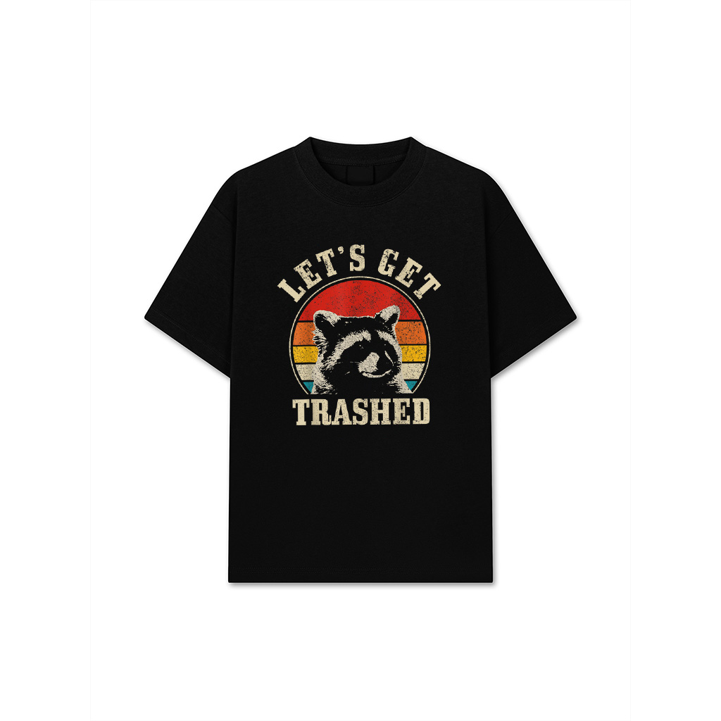 Raccoon Let's Get Trashed Vintage Retro Racoon Funny T-Shirt