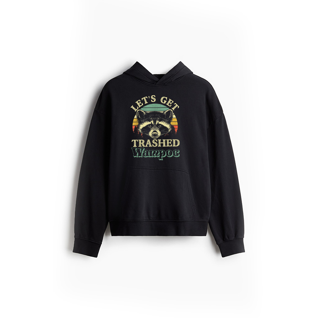 Raccoon Let's Get Trashed Vintage Retro Racoon Funny Hoodie