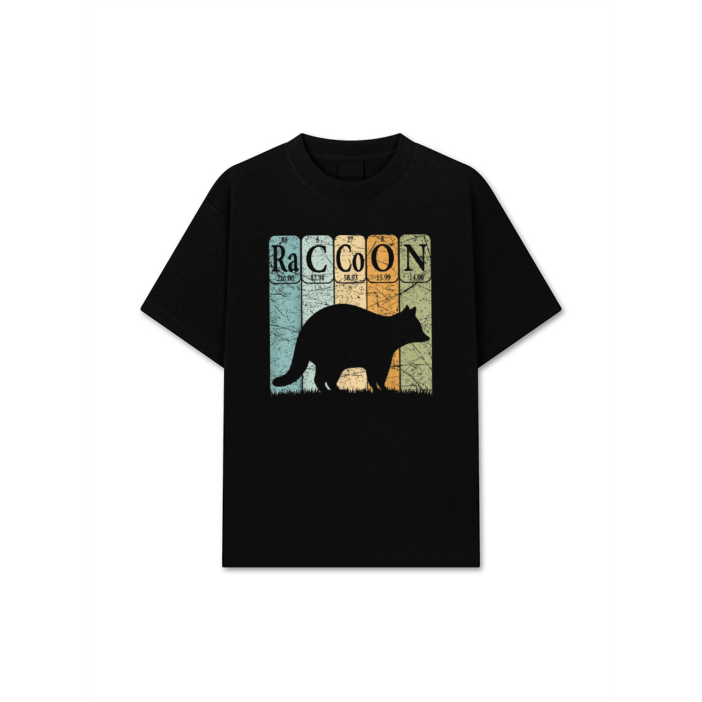 Raccoon Periodic Table Elements Racoon Nerd Vintage T-Shirt