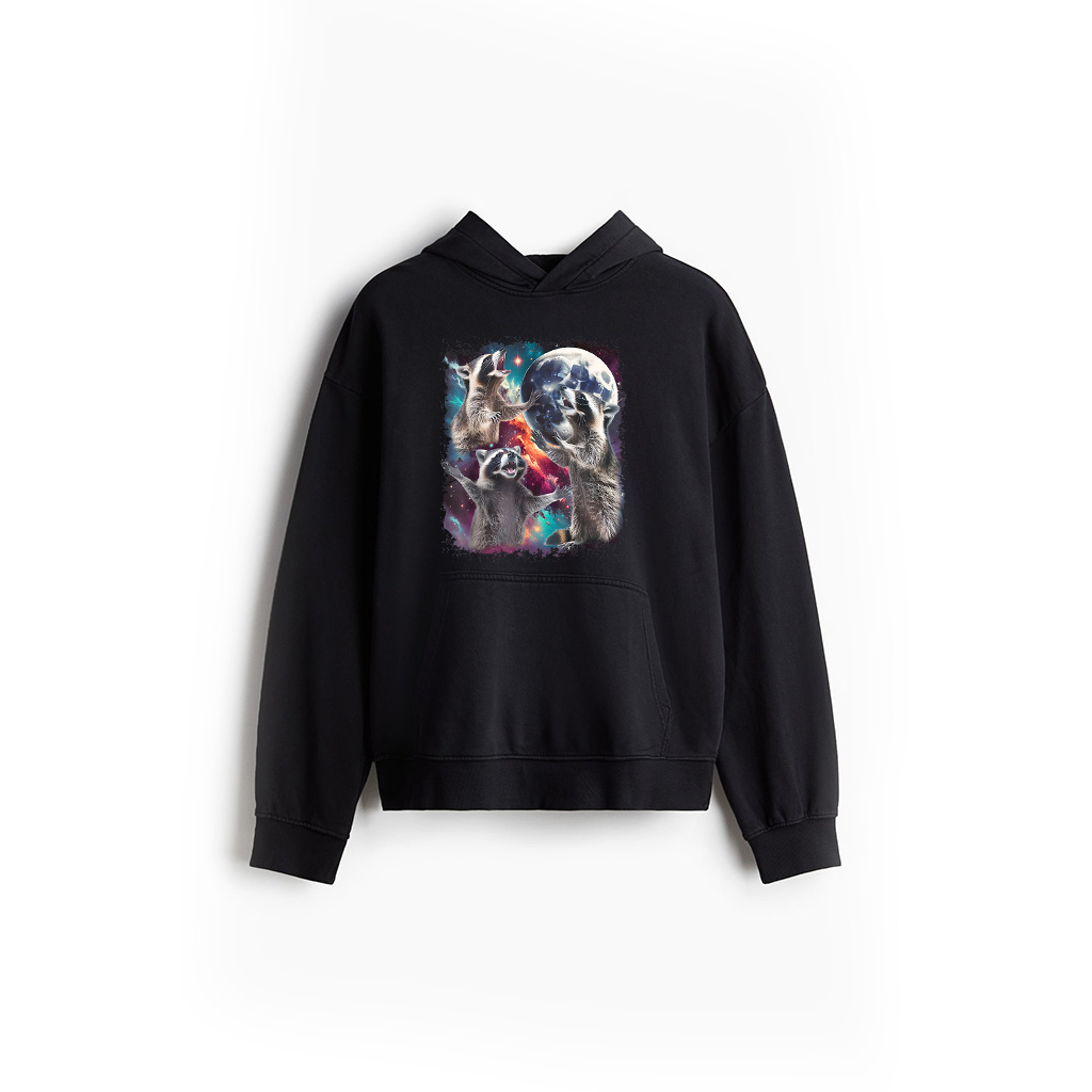 Racoons Howling At The Moon Vintage Raccoon Animal Lovers Hoodie