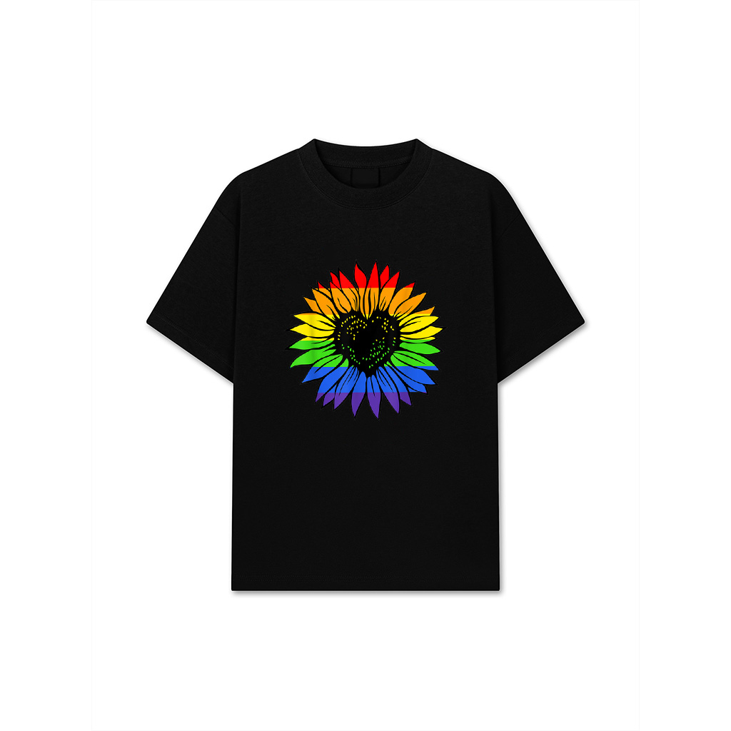 Rainbow Sunflower LGBT Gay Lesbian Pride T-Shirt