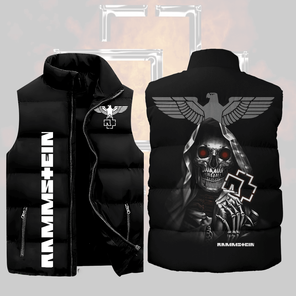 Rammstein Music Style Sleeveless Puffer Jacket