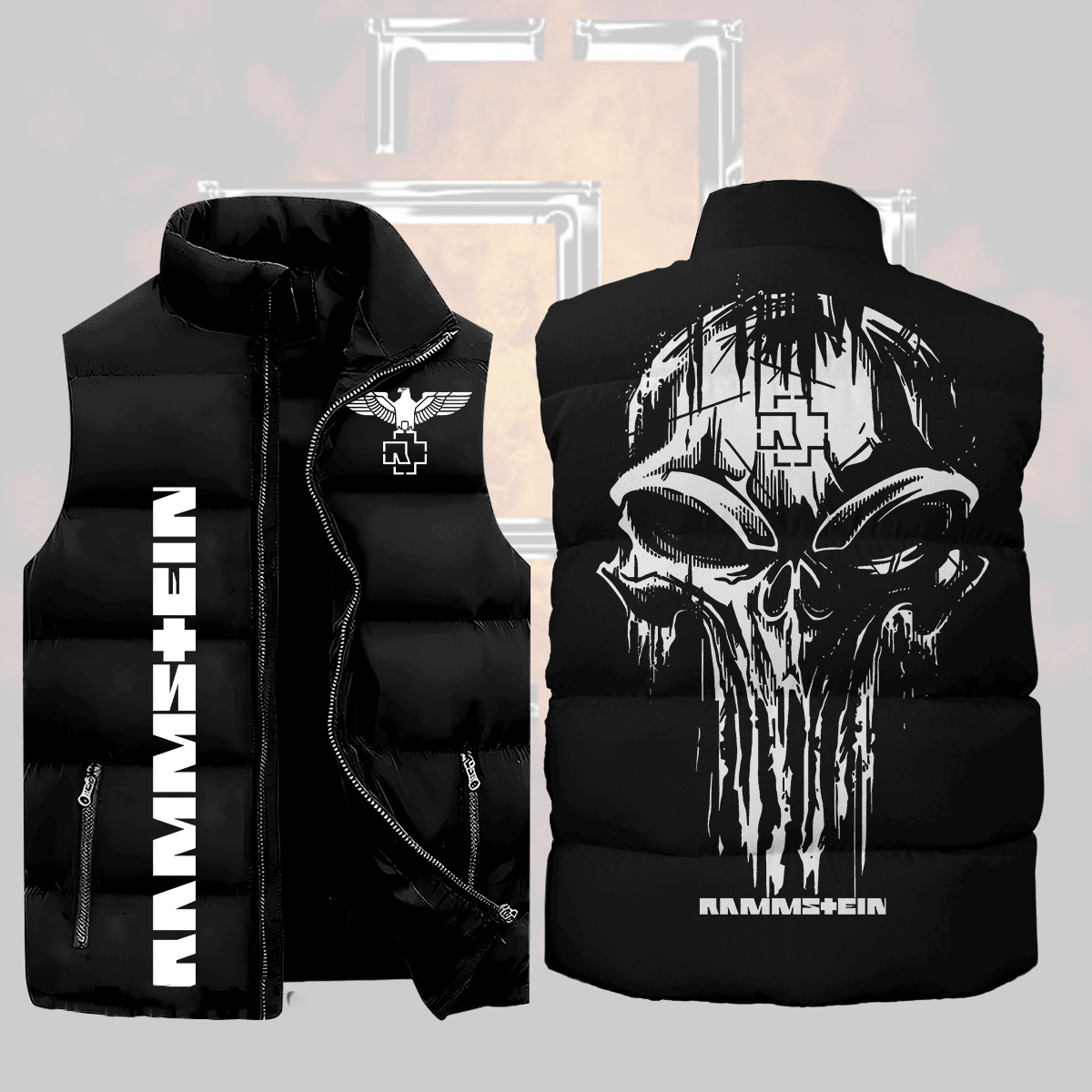 Rammstein Music Style Sleeveless Puffer Jacket