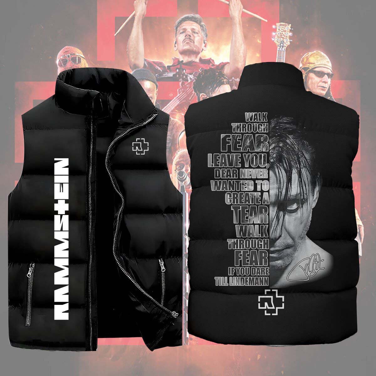 Rammstein Music Style Sleeveless Puffer Jacket