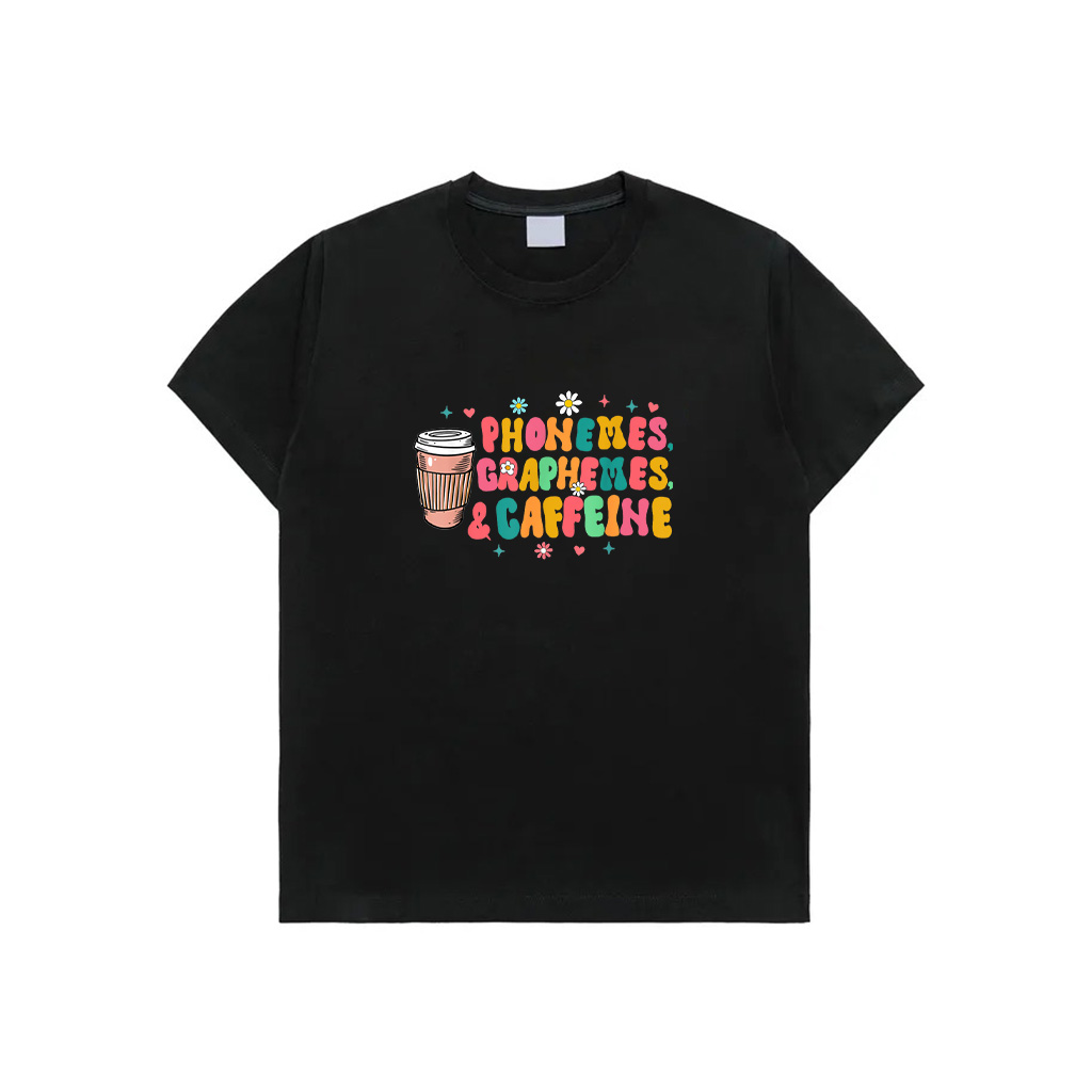 Reading Teacher Coffee Lover Phonemes Graphemes Caffeine T-Shirt