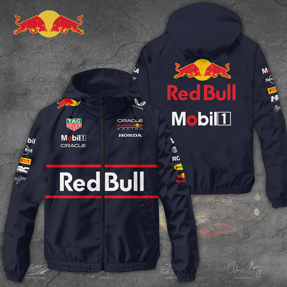 Red Bull Racing F1 Racing F1 Style Windbreaker Jacket For Fans
