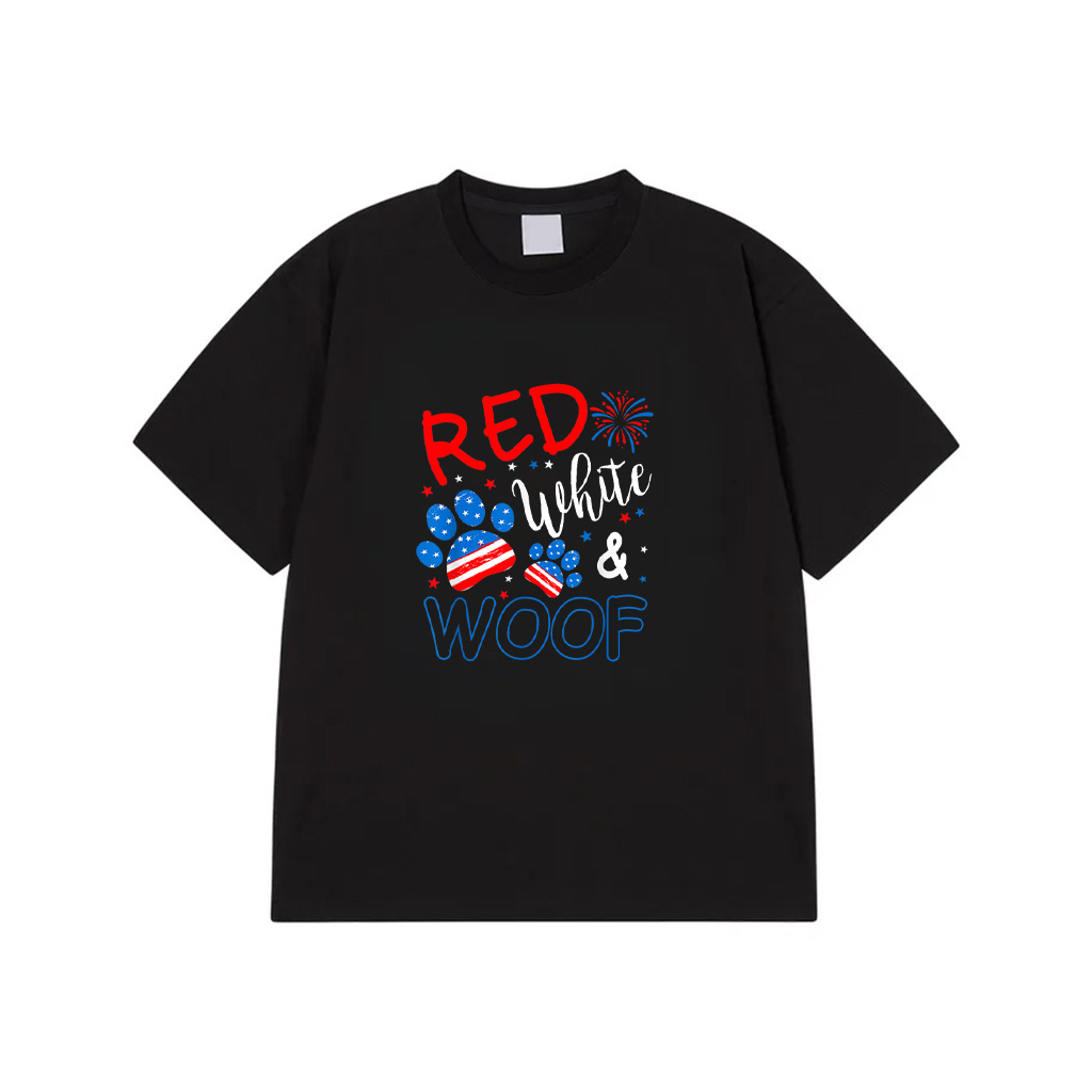 Red White And Woof Patriotic Dog Lover USA Flag 4Th Of July T-Shirt