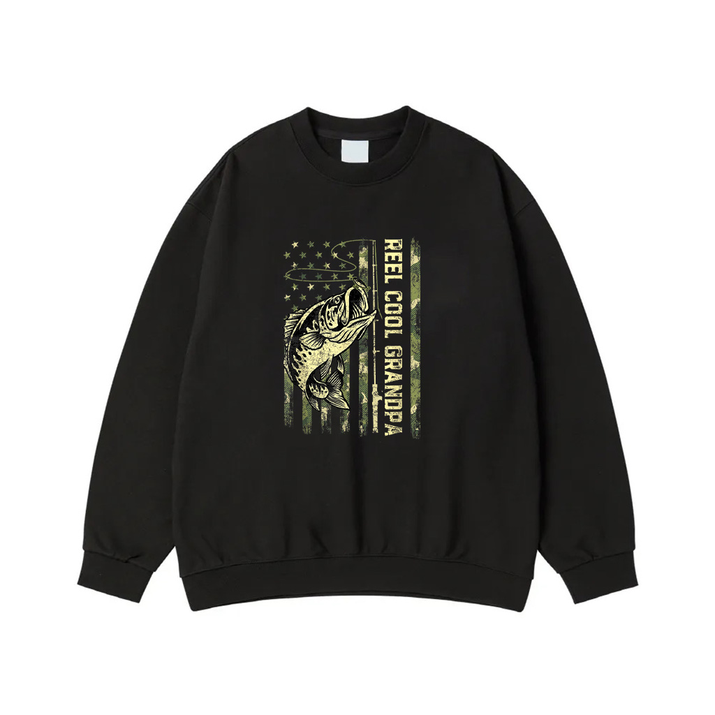Reel Cool Grandpa Fisherman Camouflage Father's Day Sweatshirt