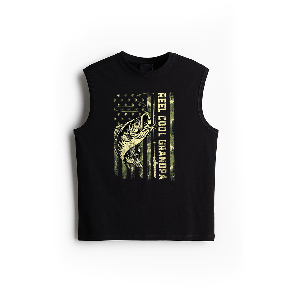 Reel Cool Grandpa Fisherman Camouflage Father's Day Tank Top