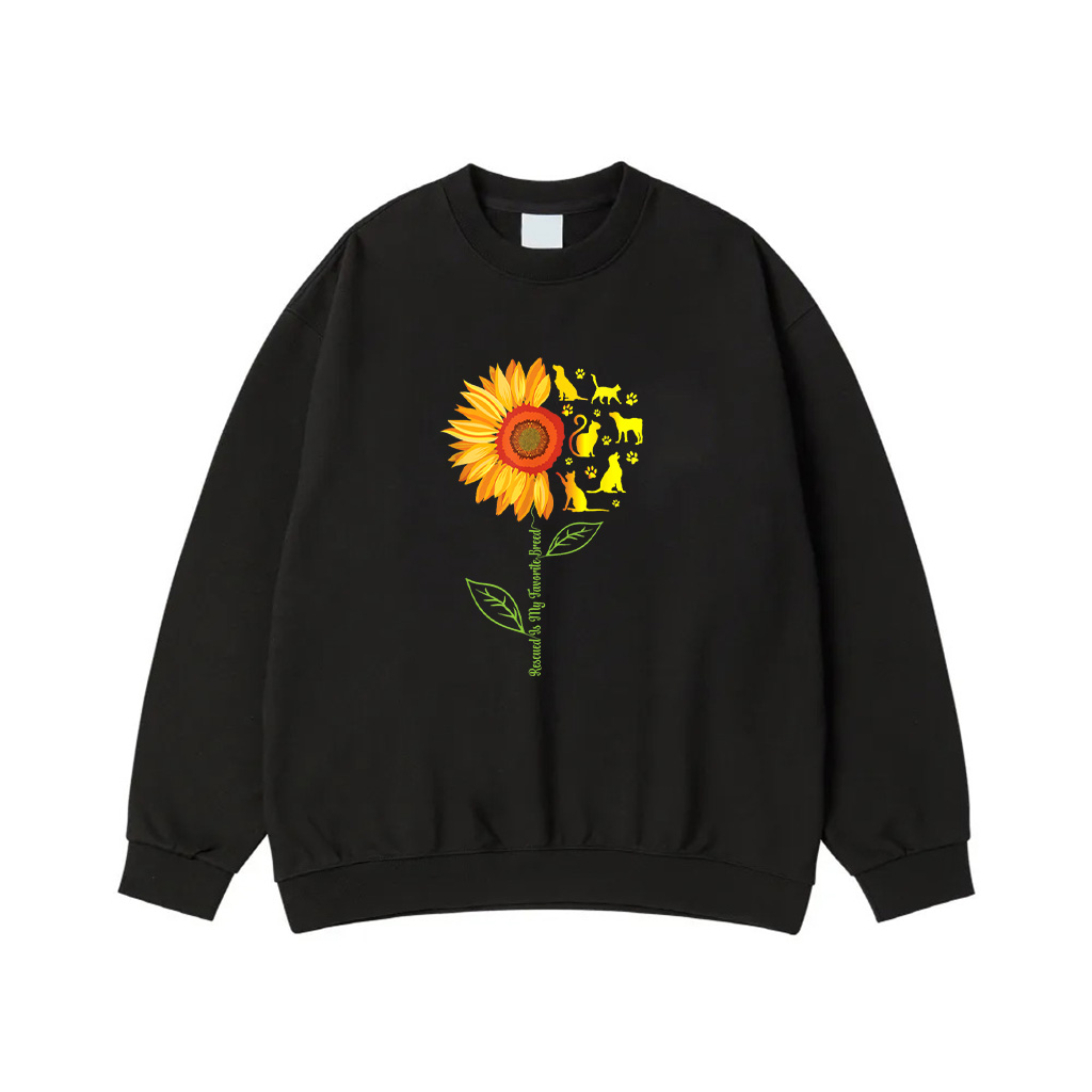 Rescued Is My Favorite Breed Rescue Dogs Cats Pets Sunflower Sweatshirt