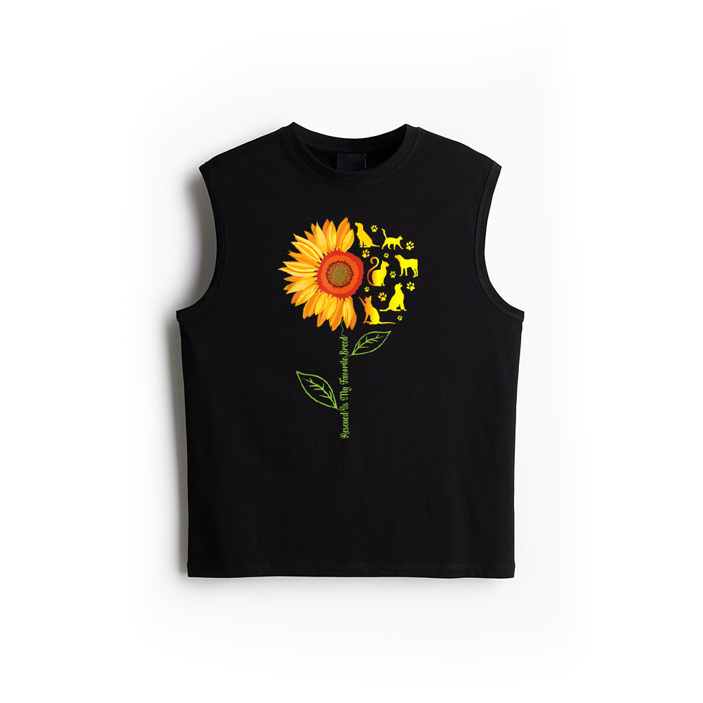Rescued Is My Favorite Breed Rescue Dogs Cats Pets Sunflower Tank Top