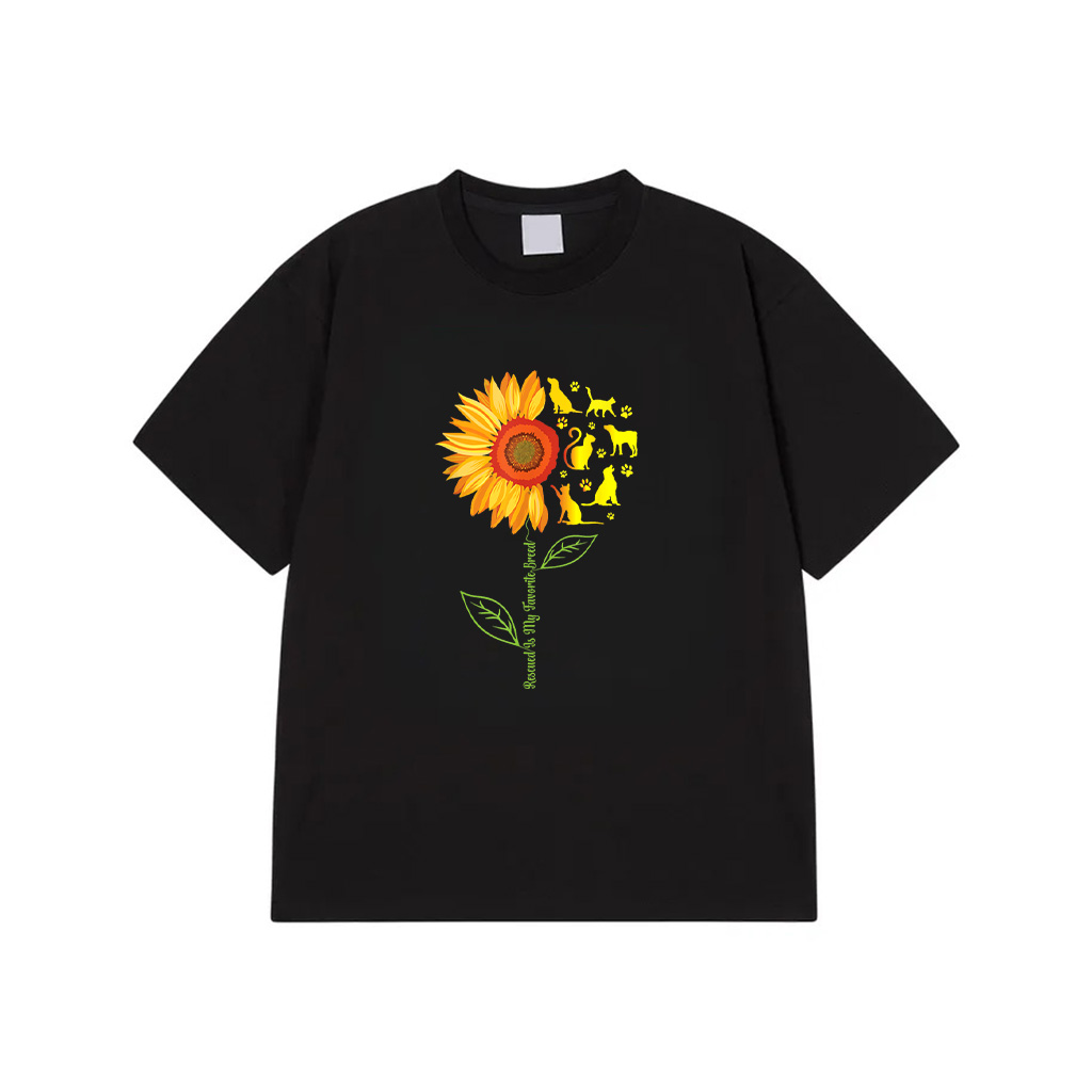 Rescued Is My Favorite Breed Rescue Dogs Cats Pets Sunflower T-Shirt