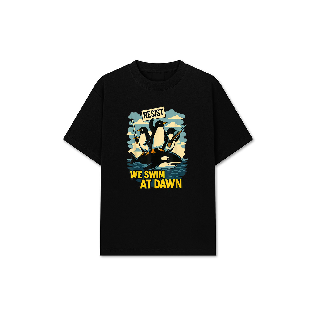 Resist Penguin Activism Graphic Design T-Shirt 3