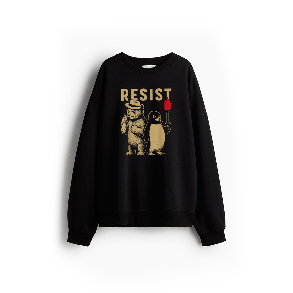 Resist Penguins And Bear Graphic We Stand With Penguins Sweatshirt
