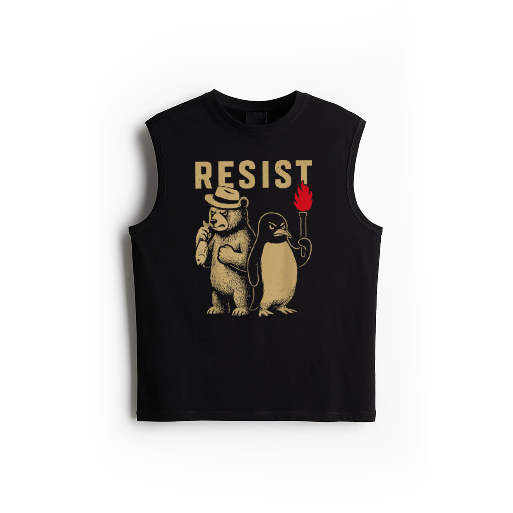 Resist Penguins And Bear Graphic We Stand With Penguins Tank Top