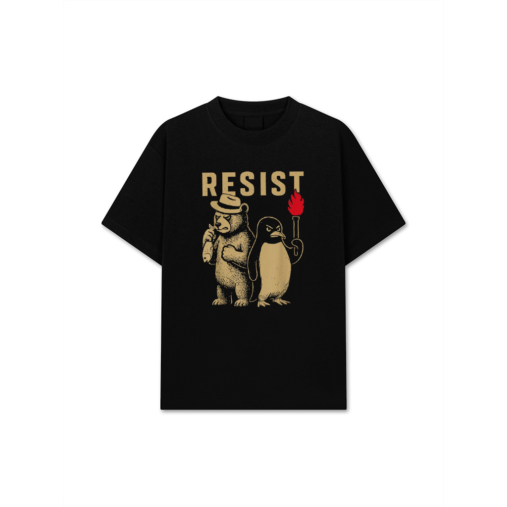 Resist Penguins And Bear Graphic We Stand With Penguins T-Shirt