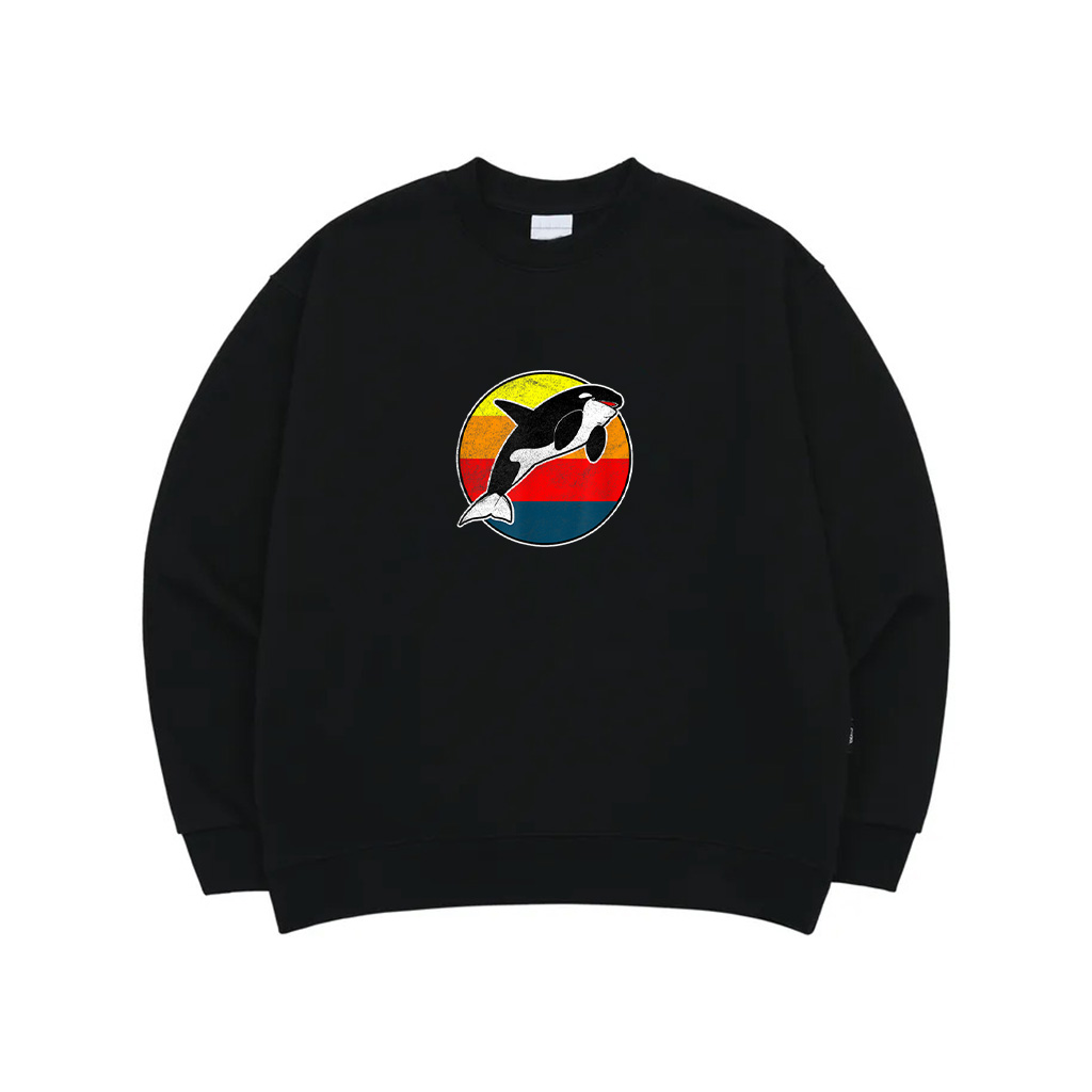 Retro 80S Killer Whale Vintage Beach Design Sweatshirt