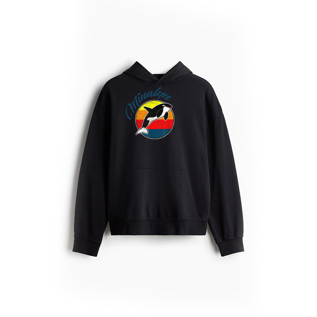 Retro 80S Killer Whale Vintage Beach Design Hoodie