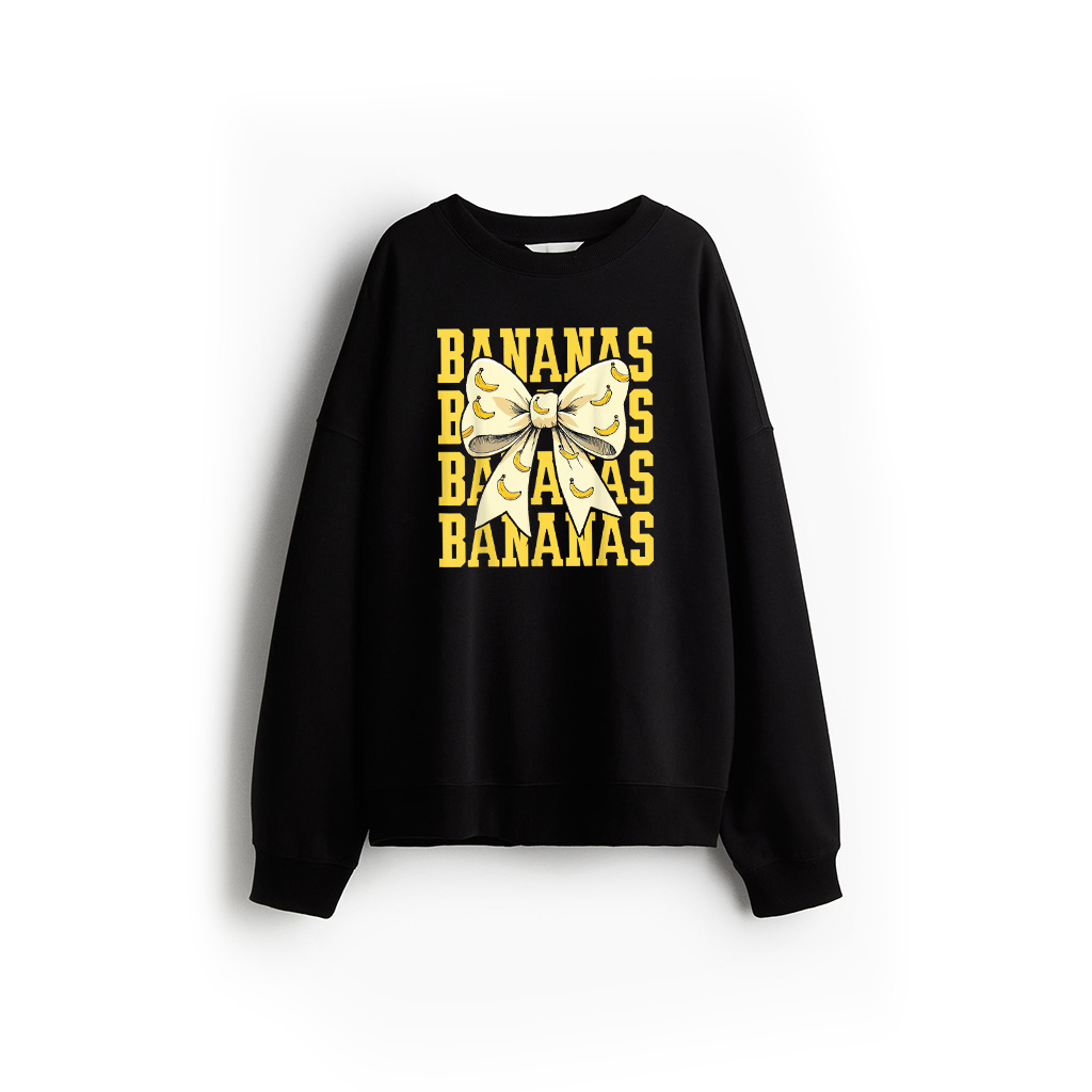 Retro Bananas Last Name Coquette Bow Sweatshirt 26-06-2025